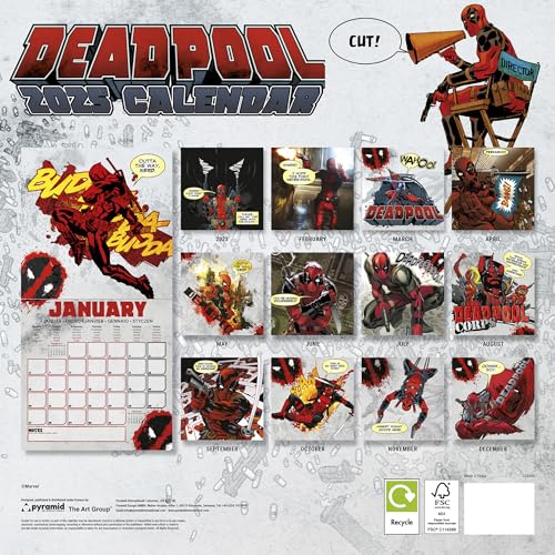 Pyramid International Deadpool 2025 Calendar - Marvel’s Merc with a Mouth, 16-Month Planner, Bold Deadpool Art, Gift for Marvel Fans - Image 2