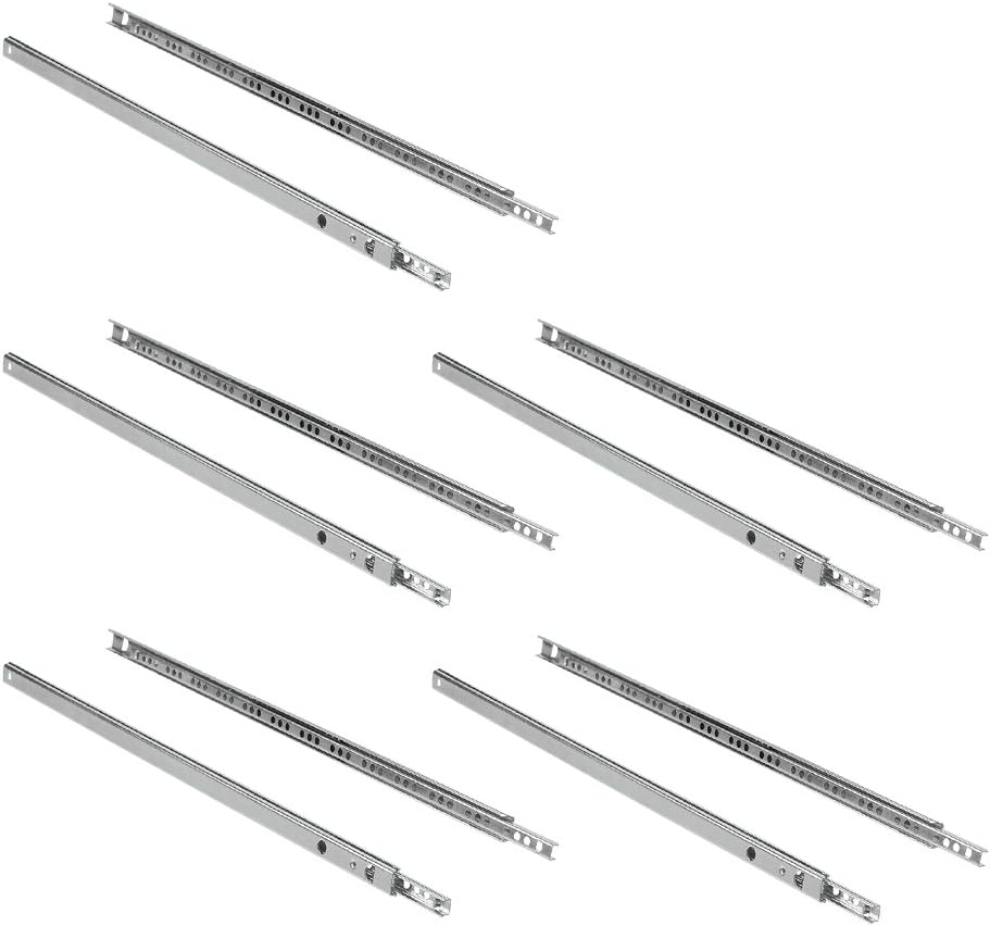 Emuca - Ball bearing drawer slides, partial extension drawer runners for furniture, 17 x 438mm (0,66 x 17,24 inch), Set of 5 pairs