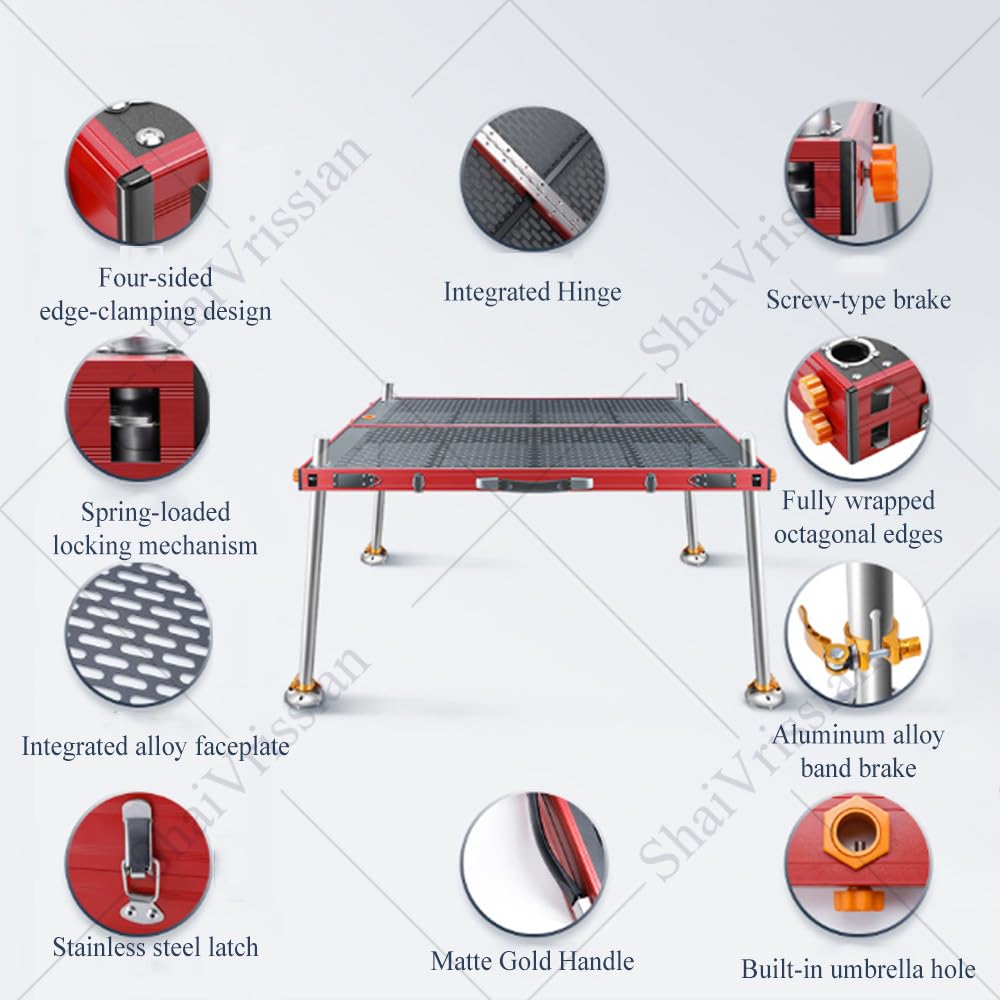 Składana Platforma Wędkarska Z Regulowanymi Nogami,Lekka Konstrukcja Aluminiowa,Mechanizm Blokujący Ze Stali Nierdzewnej,Stabilna Konstrukcja Do Użytku Na Brzegu 80 * 100 * 130cm