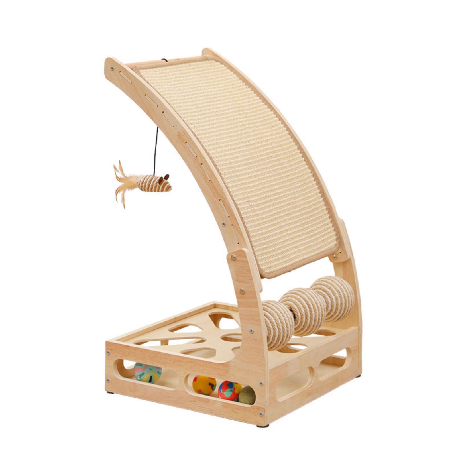 Kratzbrett mit Spielbällen selbstbeschäftigend Kratzmöbel aus stabil Katzenspielzeug mit Bällen für Katzen, Wohnung