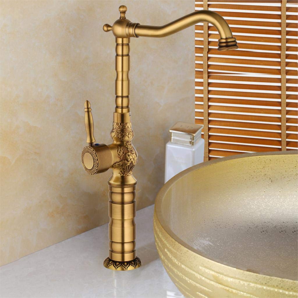 Robinet de salle de bain robuste anti-fuite mitigeur laiton antique