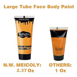 MEICOLY Orange Face Body Paint for Halloween SFX Special Effects Pumpkin Tiger Makeup,2.37Oz Large Tube Water Based Washable Face Paint,Non-Toxic Body Paint for Adults and Children