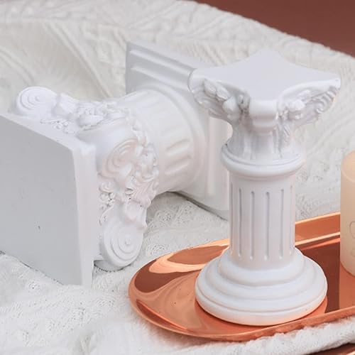 Miniatura 9 de Naysku Decoración de resina Pilar Romano, Columna Griega Columna Romana Decoración de mesa de columna romana blanca, figura de resina para boda,