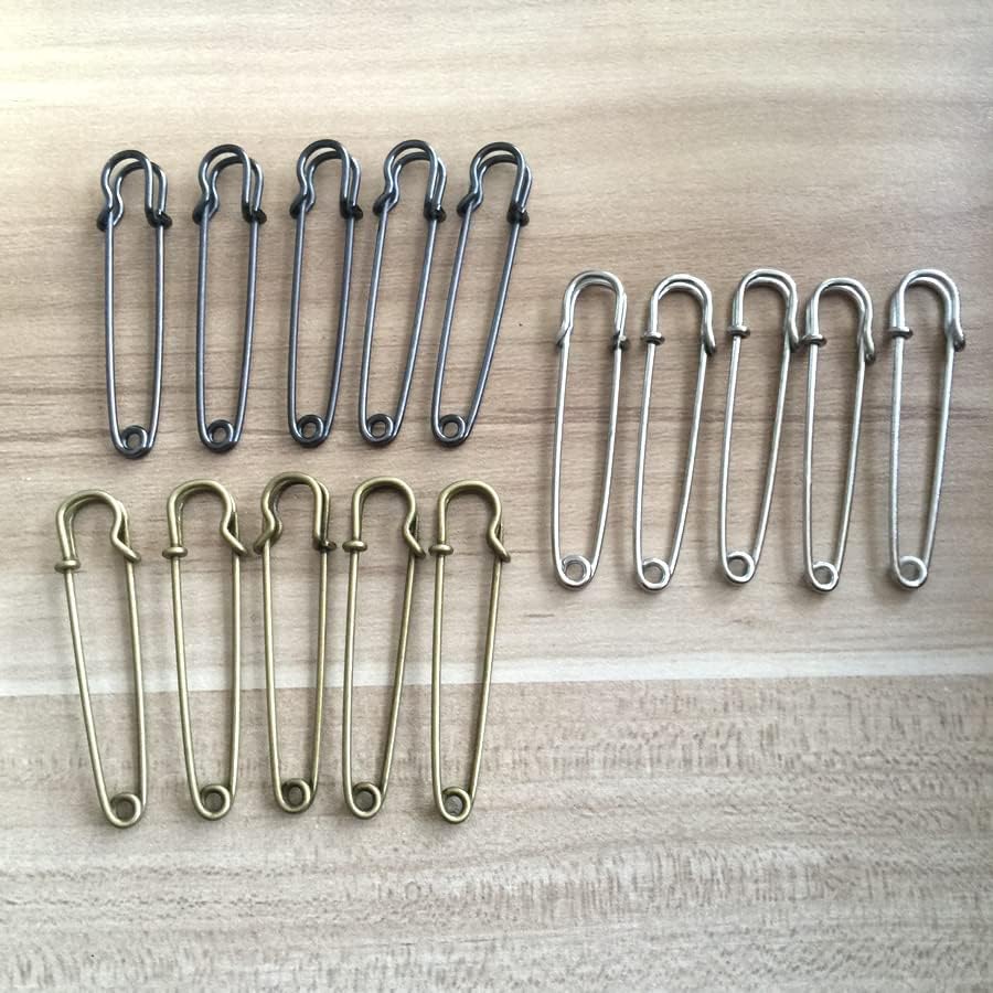 Large Safety pins， 10Pcs 55mm Large Size Outdoor Tools Pins, Brooch Blank Pin Broochs Survival Accessories Travel Kit(Copper)