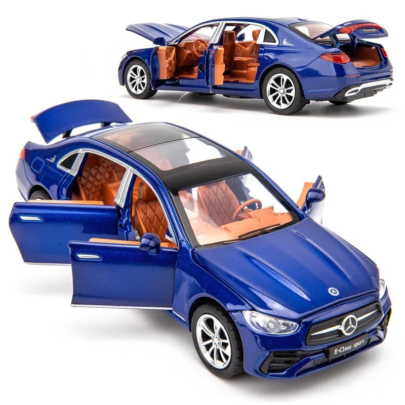 Image of VBE Compatible for 1:32 Marcedes Benz E300l Toy Car Model, Diecast Collectible Pull Back Model Car with Sound and Light, Toy Gift Vehicles for Adults Kids Boys Girls?Blue?