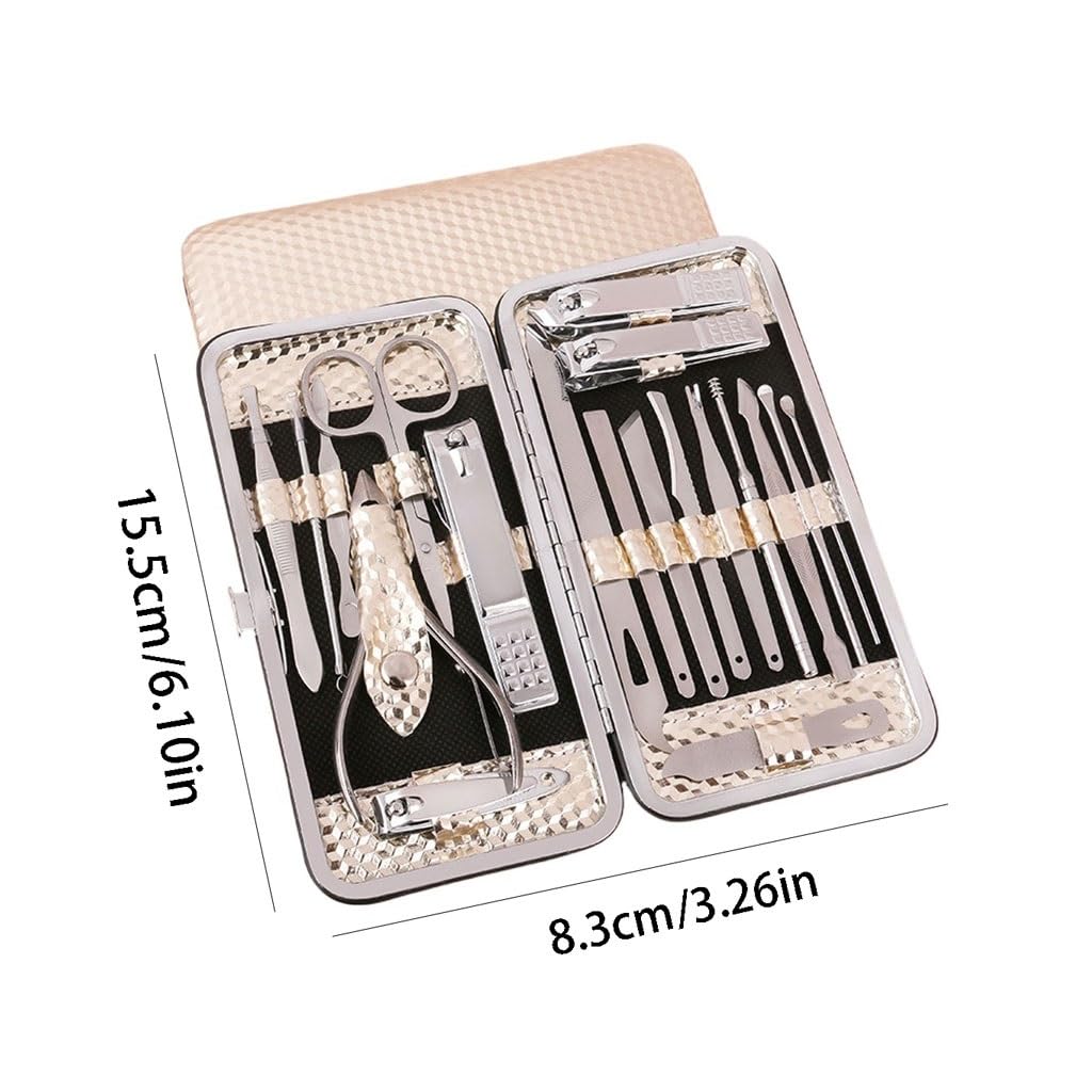 Juego Multifuncional de 19 Piezas para Tijeras de uñas, Herramientas de manicura, Ideal para Viajes y como Kit portátil de Belleza.