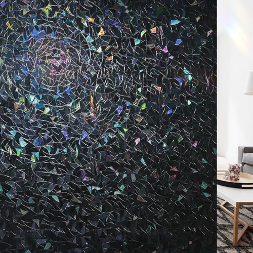 Image of LUTE Blackout Window Film, Sun Light Blocking Window Film, 35.4 inch x 157.4 inch | Darkening Day Sleep, 100% UV Blocker Stained Glass Blackout Cover, Rainbow Black Out Shades Tint for Home Office