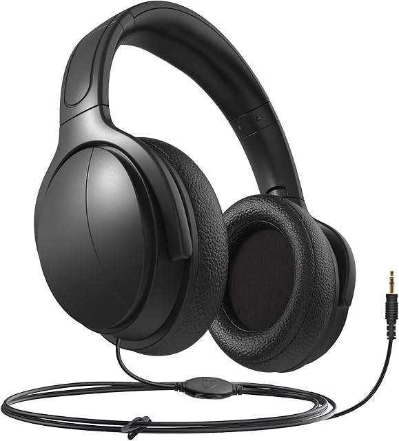 Long Cord Wired Headphones for tv, Over Ear Headphone tv Watching for Seniors with Extra Long Cord, Universal 3.5mm AUX Audio(9.6FT)