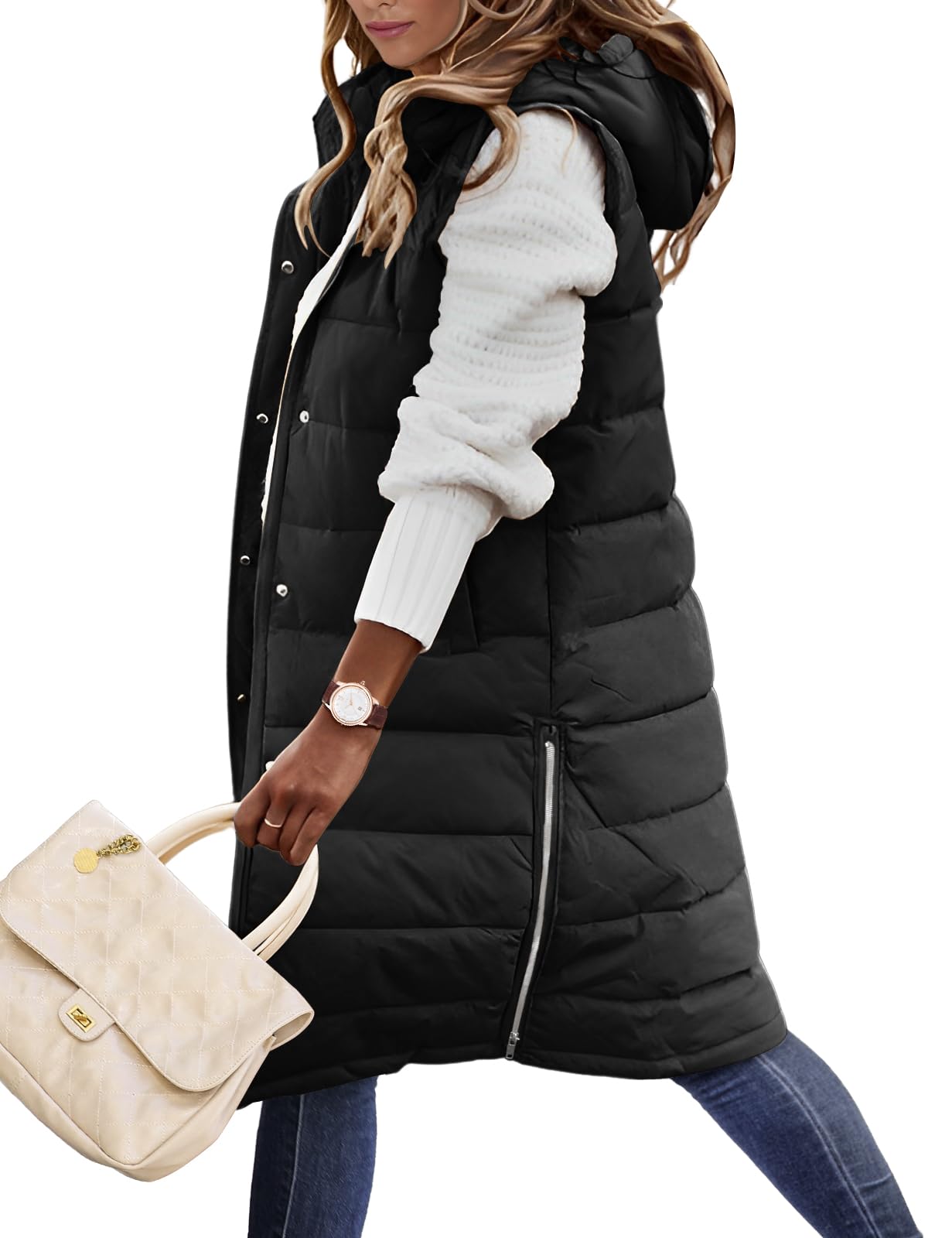 Jyanl long quilted vest