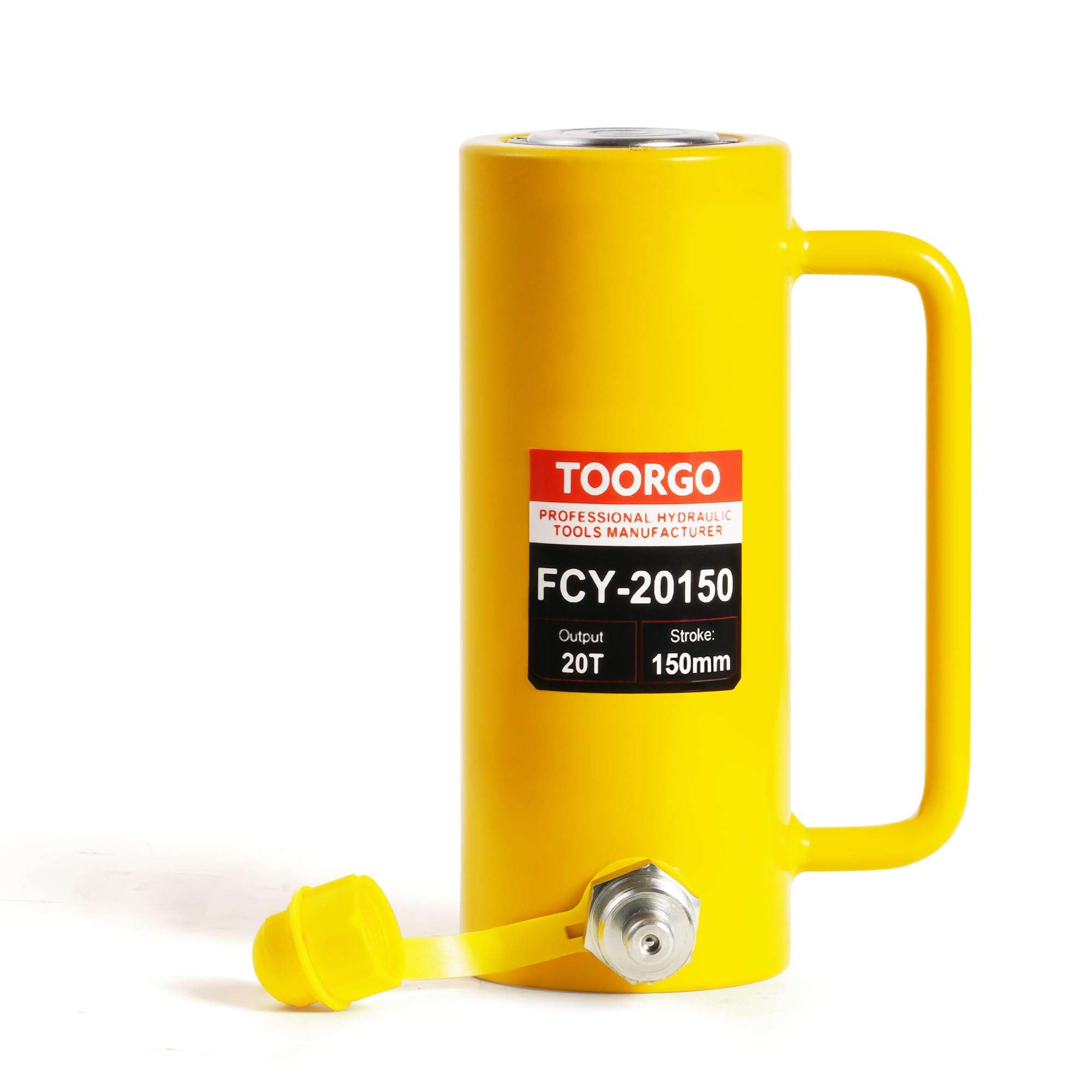 20T 6Inch Stroke Porta Power Single Acting Lifting Cylinder for Shipbuilding, Machinery and Industry,Automatically Retract Split Hydraulic Cylinders Tools, Yellow