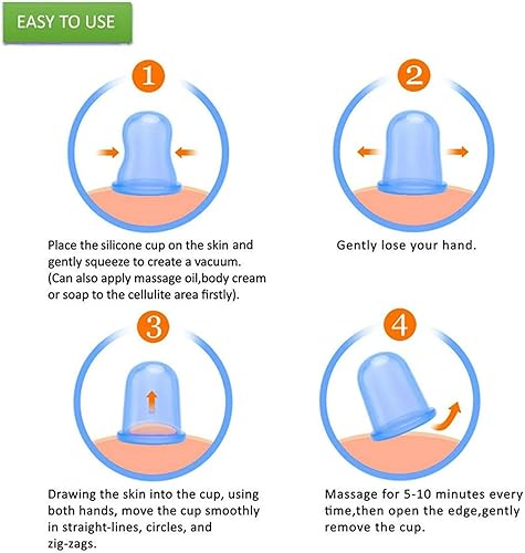 Miniatura 6 de Juego de 4 piezas de terapia de ventosas de silicona orgánica, tazas de ventosas faciales de diferentes tamaños, potencia de succión experta para un