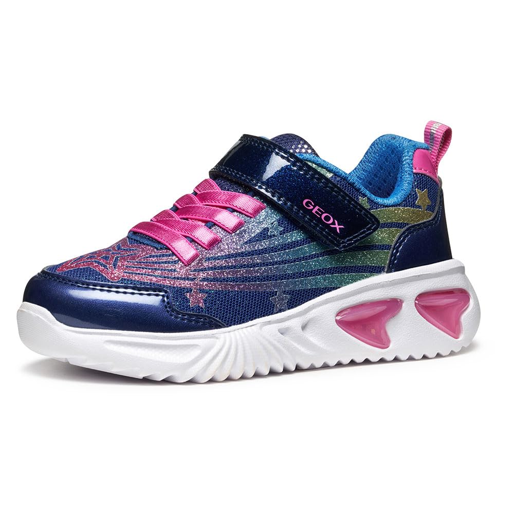Geox J Assister Girl, Zapatillas, Azul Multicolor, 31 EU