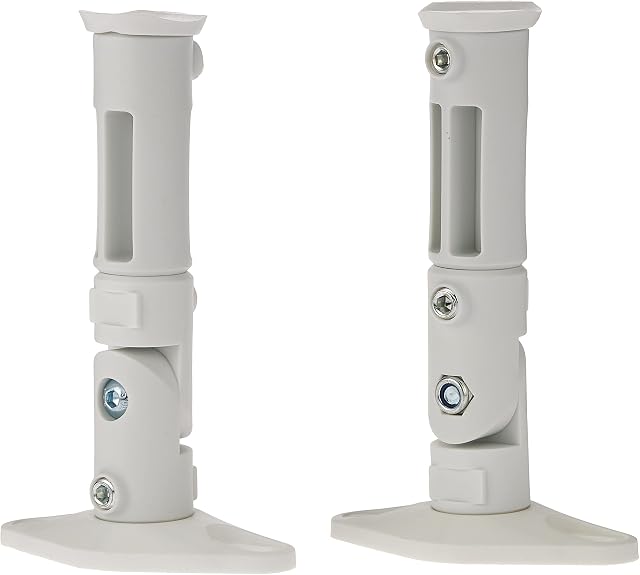 Monoprice Adjustable 10 lb. Capacity Speaker Wall Mount Brackets (Pair), White