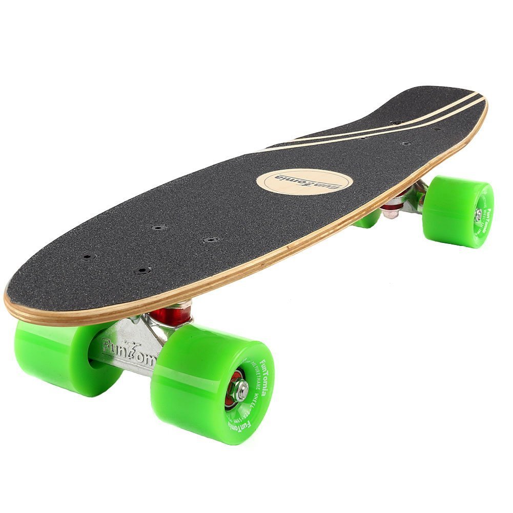 FunTomia Mini Board monopatín Skateboard 57cm - 7 Capas de Arce Canadiense - con o sin LED Ruedas - Rodamiento Mach1