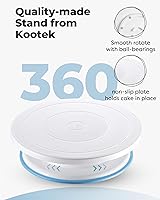 Vista 3 de Kootek Juego de suministros para decoración de pasteles con plato giratorio para pasteles con 2 espátulas rectas angulares para glaseado, 3