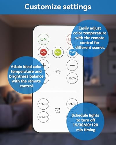Miniatura 6 de WirelessGlow - Bombillas recargables con control remoto, 3 temperaturas de color y bombillas de batería regulables, control táctil + bombilla