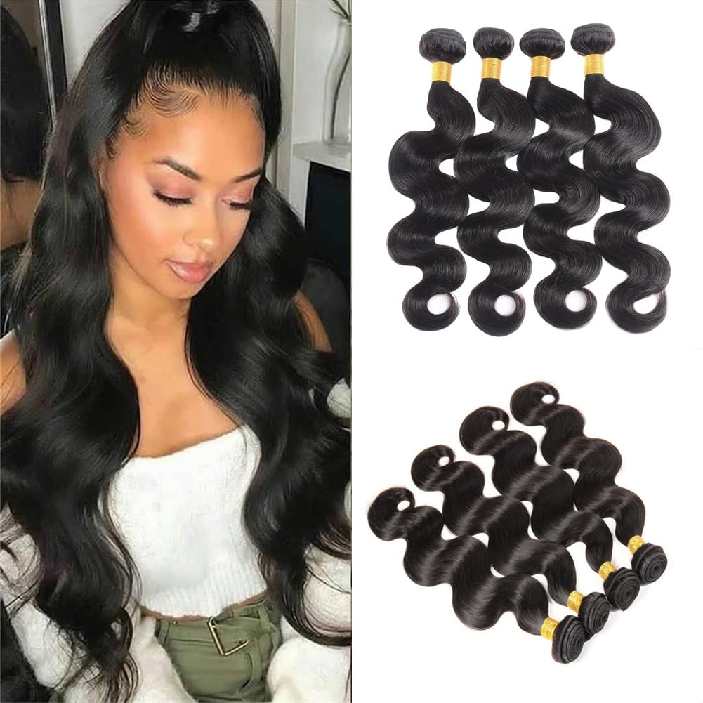 10A Brazilian Body Wave Bundles 16 18 20 22inches Human Hair Extensions Unprocessed Body Wave Human Hair Bundles Brazilian Body Wave Virgin Hair Bundles Natural Color