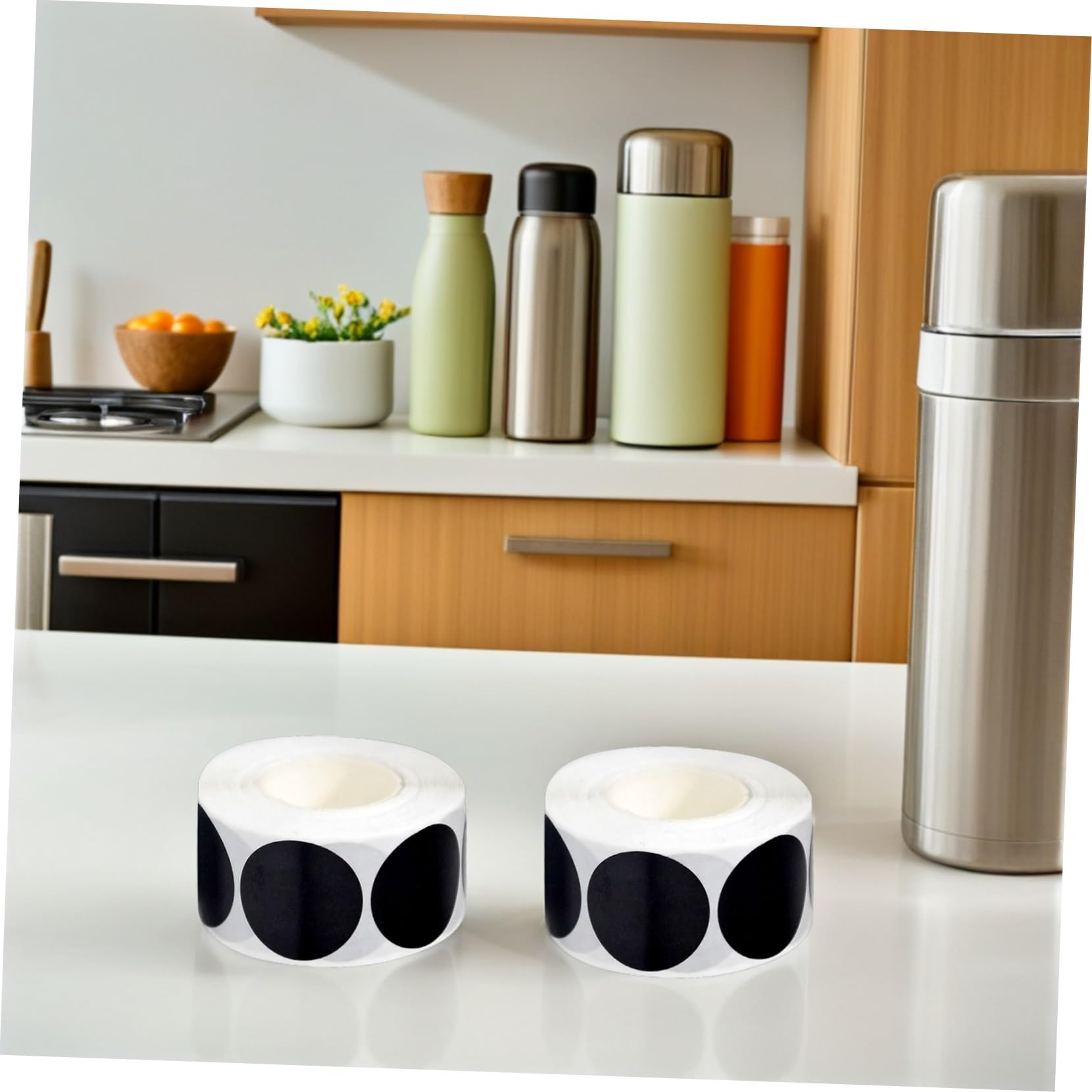 3 Rouleaux Étiquettes Rondes Adhésives Réutilisables pour Bocaux Dépices Autocollants Blancs PVC Étanches pour Organisation Cuisine et Rangement Pantry