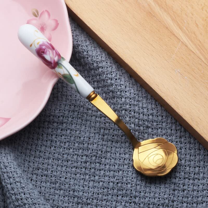Łyżeczka do herbaty 10 szt. Łyżeczka do mieszania kawy, imitacja ceramicznej rączki Łyżeczka do kawy, Łyżeczka do napojów ze stali nierdzewnej Łyżeczka do lodów Łyżka do deserów Prezent ślubny