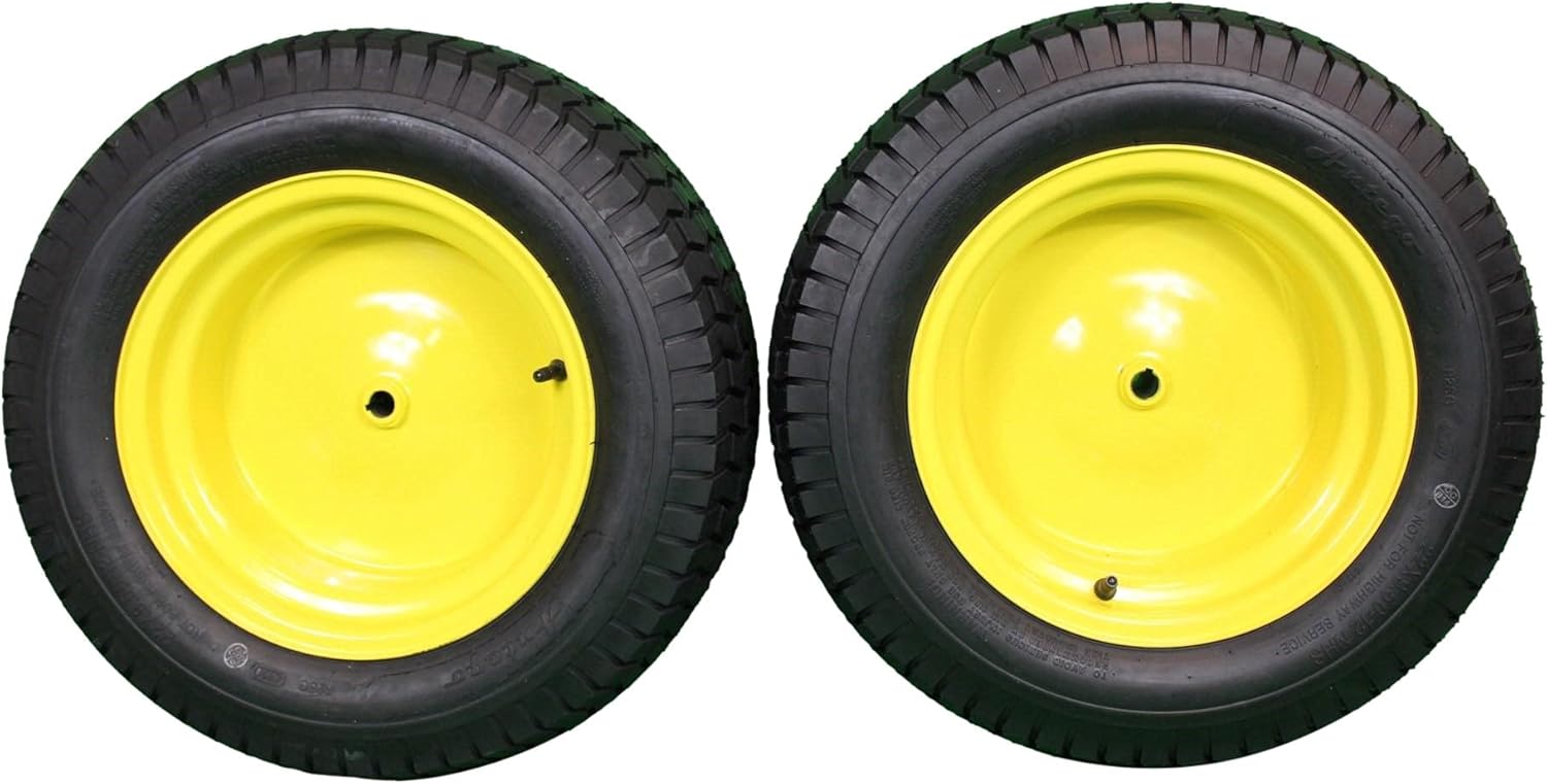 Antego Tire & Wheel - Set of Two 22x9.50-12 Tire & Wheel Assemblies | Compatible with Various John Deere Models | JD Yellow | Tubeless | 4 Ply # GY20663