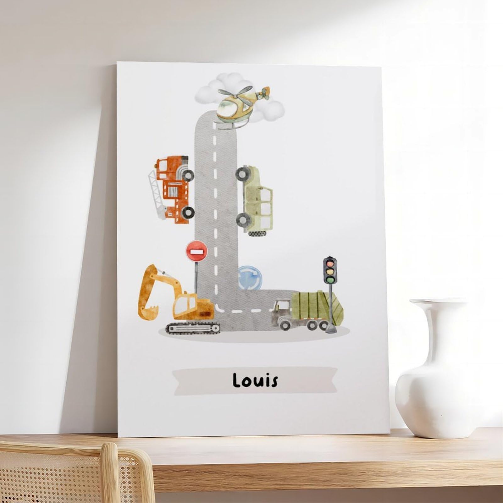 Poster sur toile à thèmes éducatifs Alphabet de A à Z (3) - Décoration pour chambre à coucher, bureau, chambre - Cadeau - 50 x 75 cm