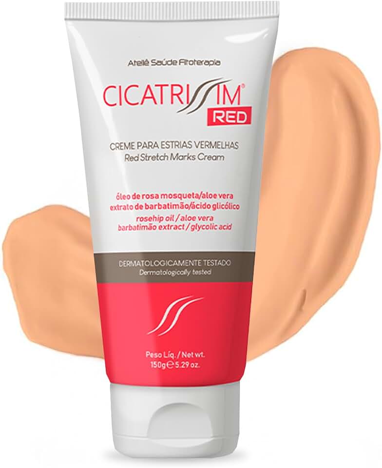 Cicatrissim Red Creme Para Estrias Vermelhas e Roxas - Suaviza Estrias, Uniformiza e Firma a Pele - Todos os Tipos de Pele - 150g