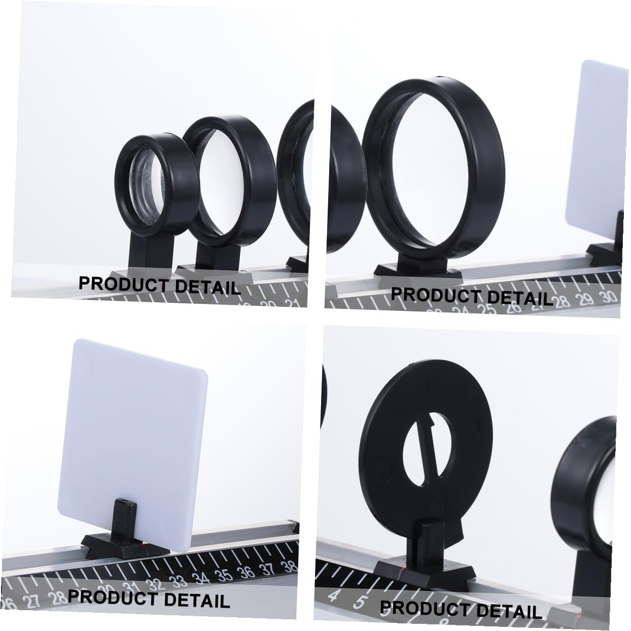 GLEAVI Juego de óptica didáctica kit laboratorio físico con lentes cóncavas convexas espejo óptico instrumentos ópticos experimentos científicos 19,7 x 3,1 x 2 pulgadas