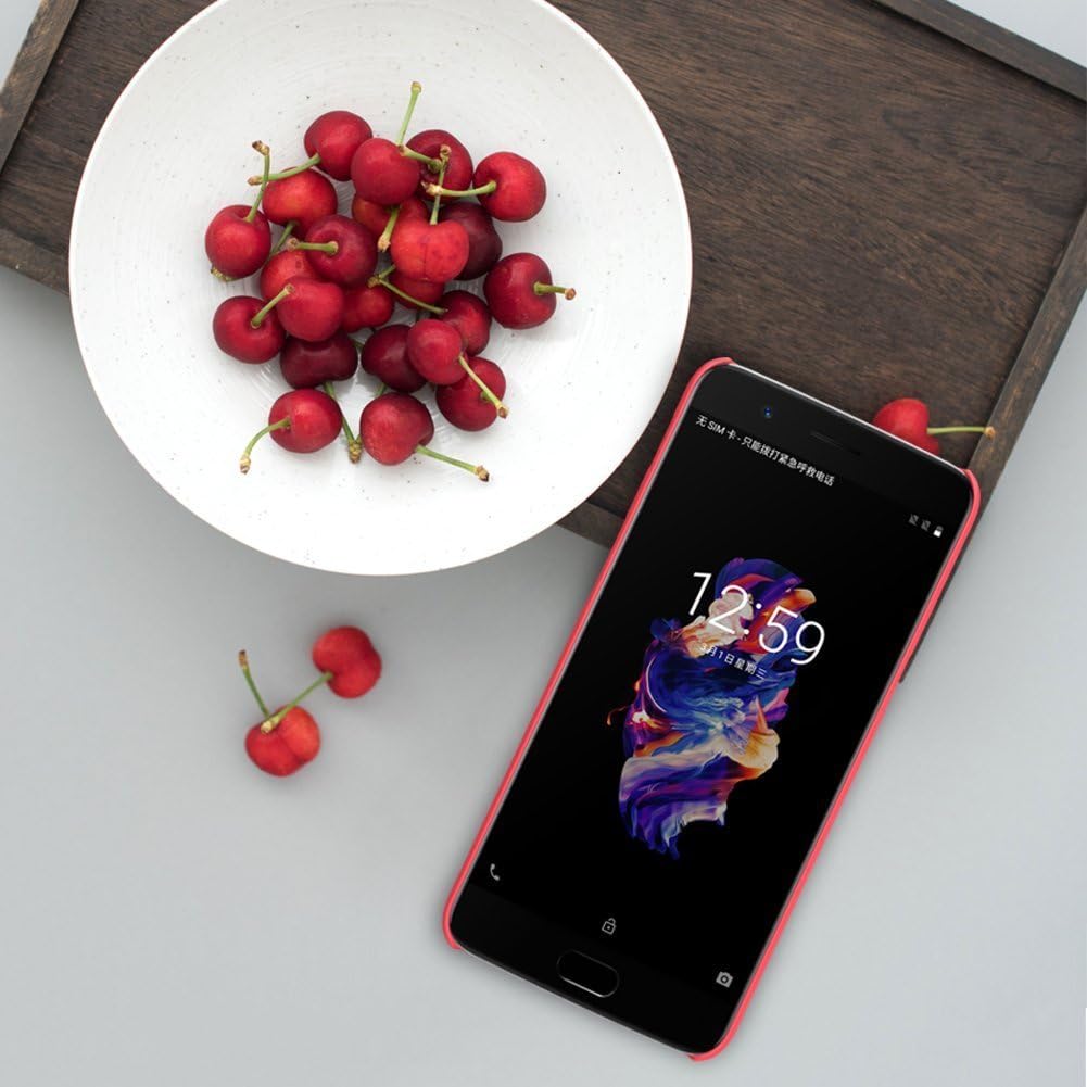 Oneplus 5 A5000 Case Nillkin Frosted Shield Matte Plastic Slim Fit Case Cover Shell (with Screen Protector Film) (Frosted) (Red)