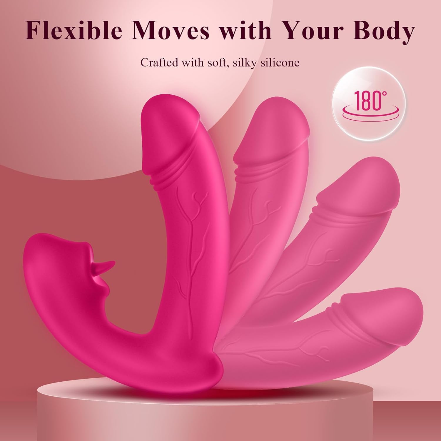 Clitoral Stimulator Remote Control Vibrator - Clitoral Licking G Spot Vibrator, Realistic Dildo Vibrator for Women, Hands Free Wearable Clitoris Vibrator with 12 Modes, LLMIL Long Distance Sex Toy