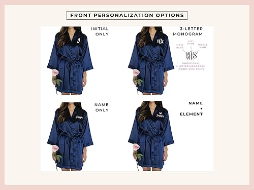 Miniatura 2 de Personalized Satin Robe For Bridesmaids or Quinceañera Sweet Sixteen Birthday Parties, Custom Glitter Short Robe with Crown, Tiara, Diamond Ring,