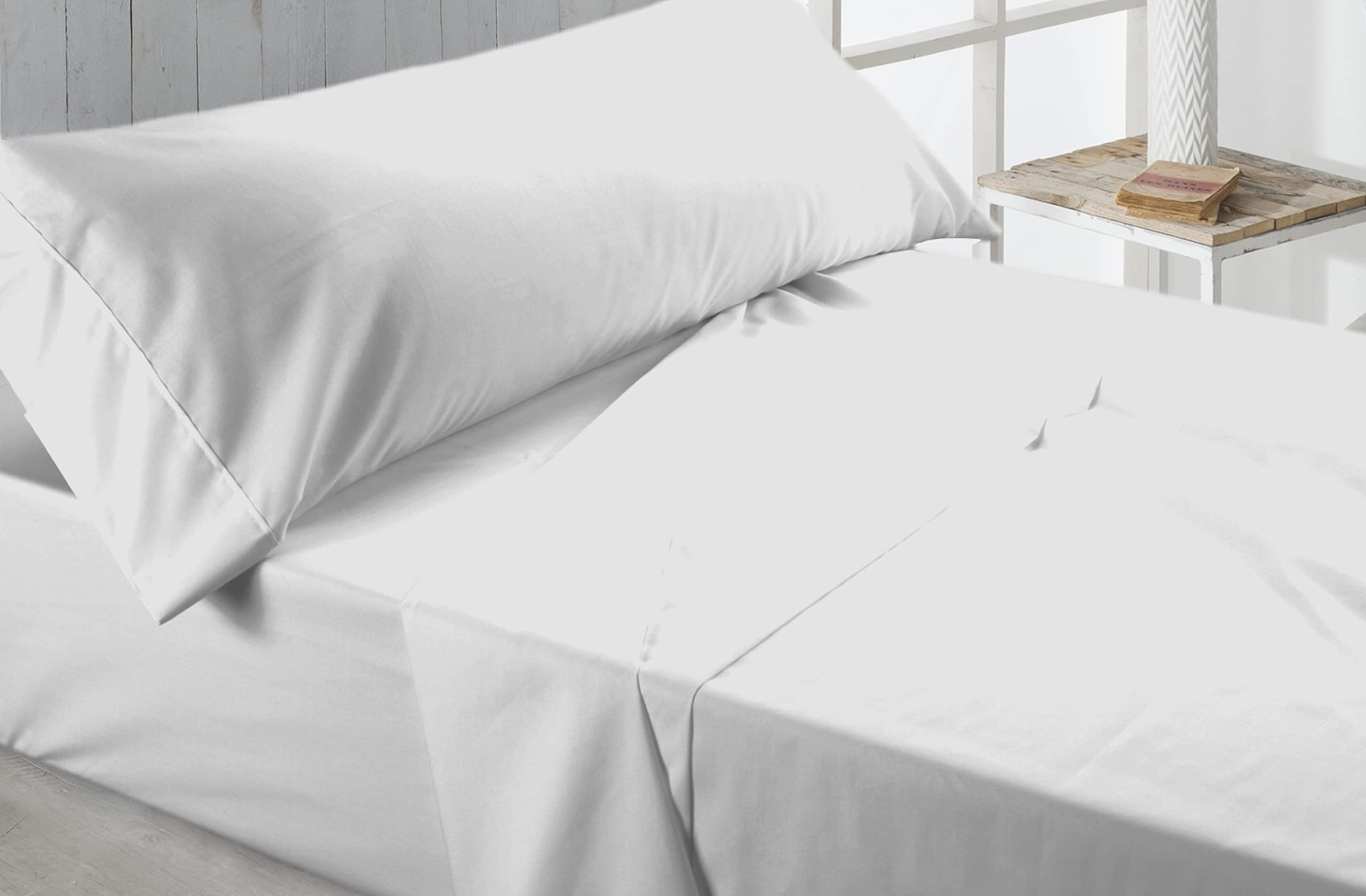 LEBENGOOD Sábanas 135x190/200 - Juego Sábanas Blancas 3 Piezas, Ropa de Cama 135, Sábana Bajera, Sábana Encimera y Funda de Almohada, 100% Algodón (Algodón, 135x190/200)