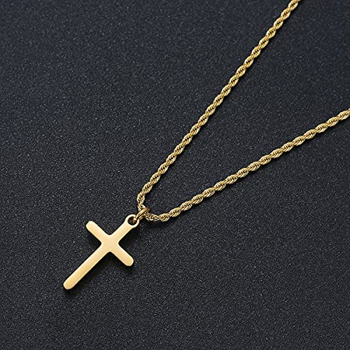Cross Necklace for Men Stainless Steel Small Cross Pendant Twist Rope Chain Necklace Simple Faith Jewelry Gift for Women 16 Inches4