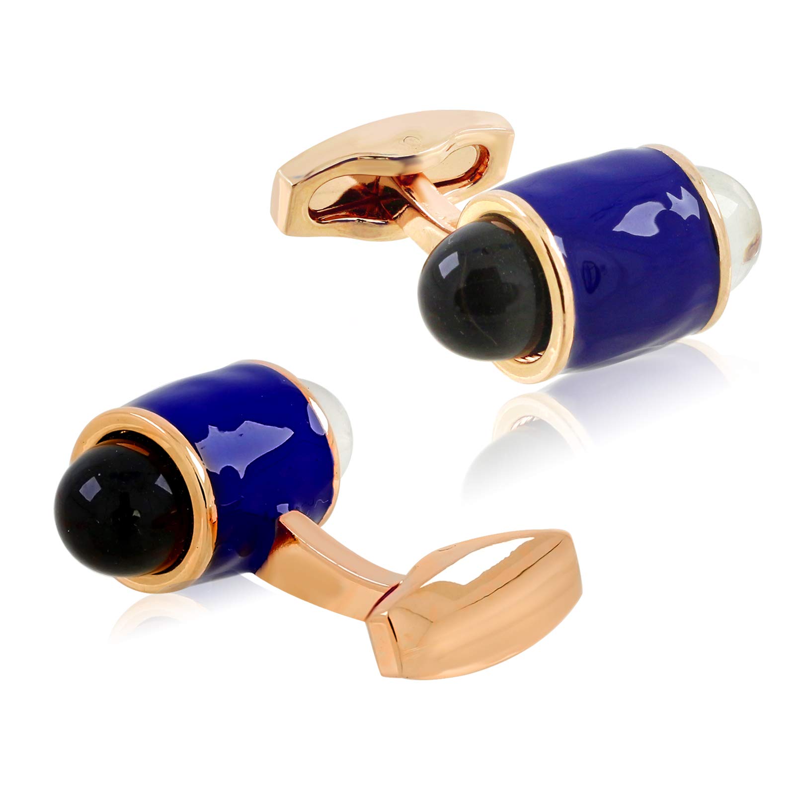 Zivomformal Blue Rose Gold Brass Enamel Cufflinks Pair For Men (B07K1F1M4G) Amazon Price History, Amazon Price Tracker