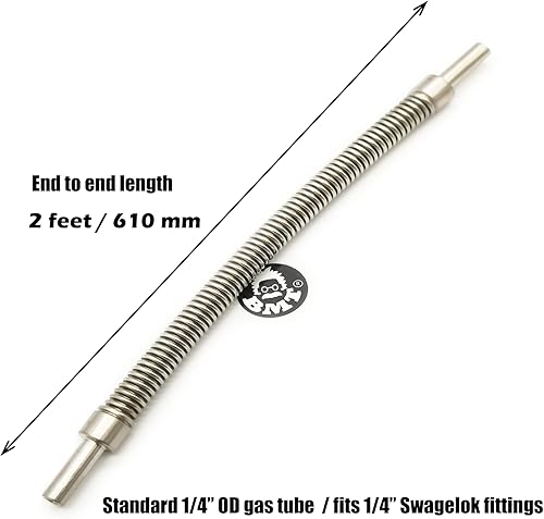 Miniatura 4 de Manguera de fuelle de tamaño pequeño de tubo de diámetro exterior de 14 pulgadas para accesorios de compresión Swagelok (extremo del tubo  14