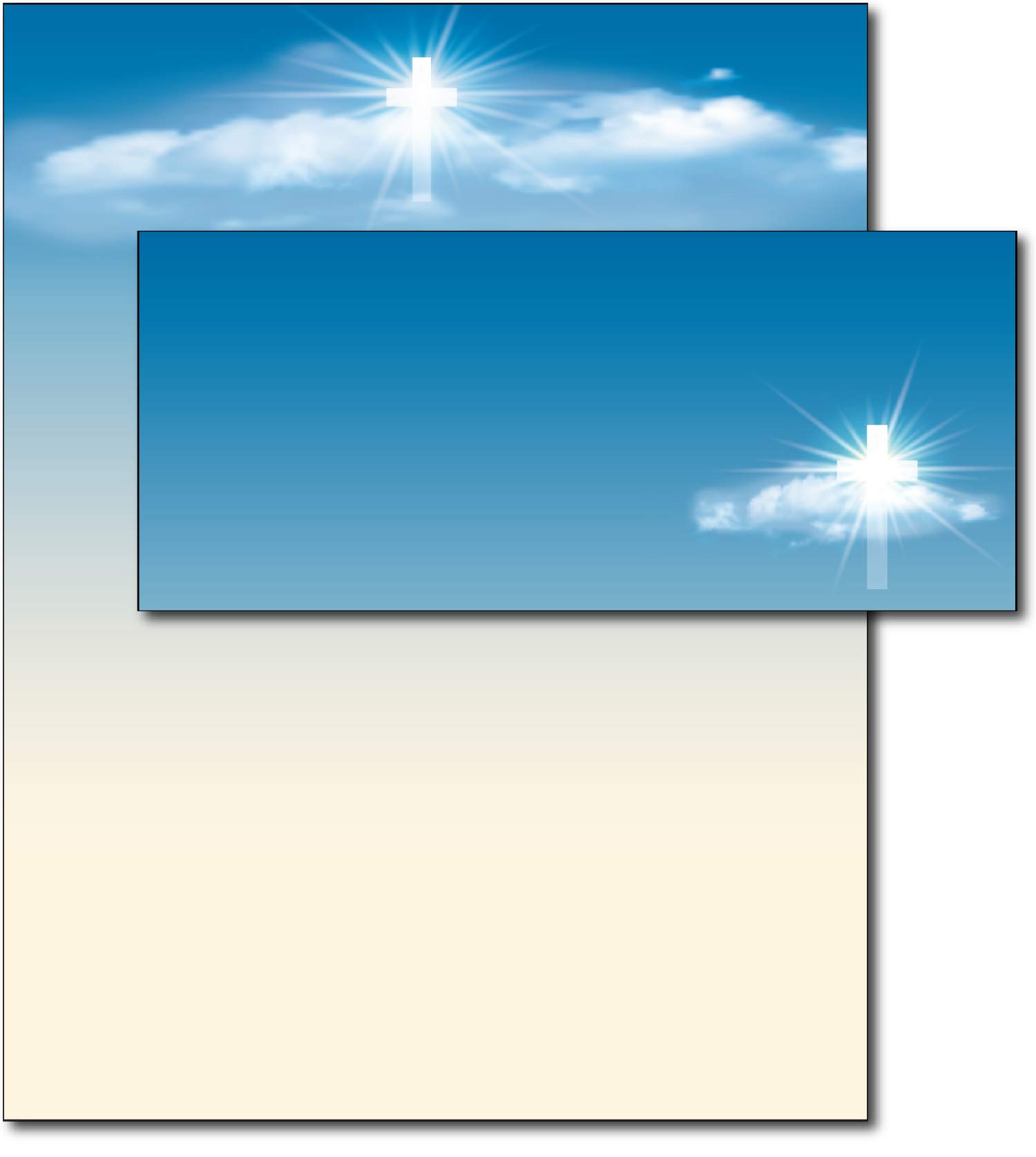Cross in the Sky - Papel de papelería religioso con sobres (40 unidades)