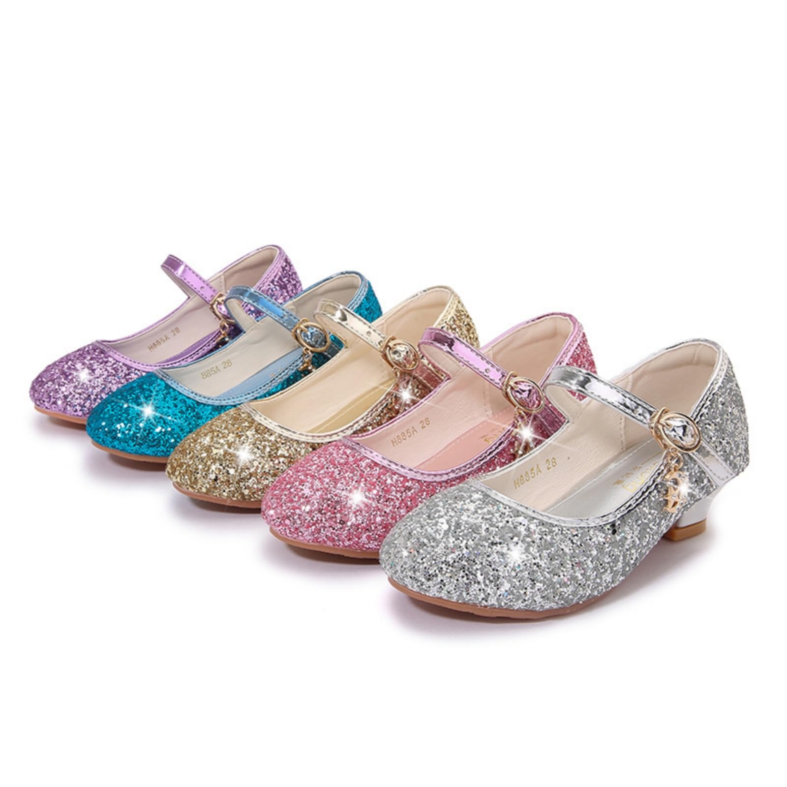 Hixingo Chaussures de Princesse Fille 2-10 Ans, Ballerines Enfant Chaussures Plates Mary Jane, Glitter Shinning Paillettes Enfants Mary Jane pour Anniversaire Mariages et Fêtes