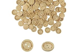 AKOAK 100-Piece Pack of 20mm Love Heart Wood Buttons for DIY Crafting