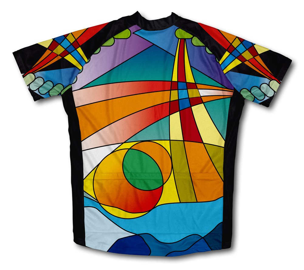 ScudoPro Mosaic Short Sleeve Cycling Jersey for Youth - Size M Blue