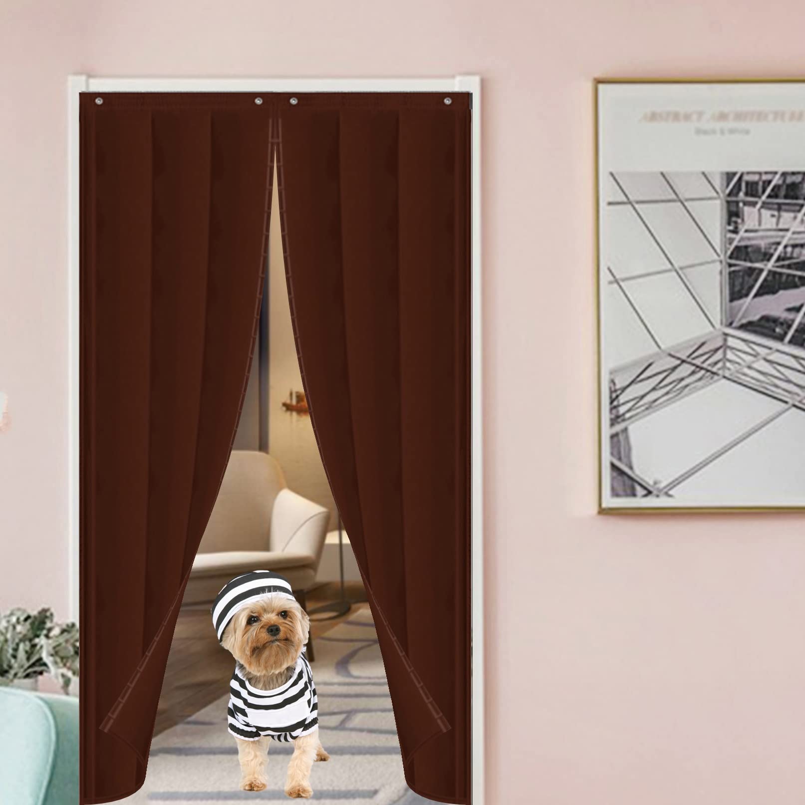 Tenda per porta con isolamento termico magnetico, resistente, extra larga, impermeabile, ideale per ingresso balcone o garage