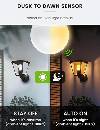 Miniatura 3 de Paquete de 2 bombillas LED del anochecer al amanecer, 13 W, 1100 lúmenes, 3000 K, luz blanca cálida, bombillas con sensor A19 E26, fotocélula de