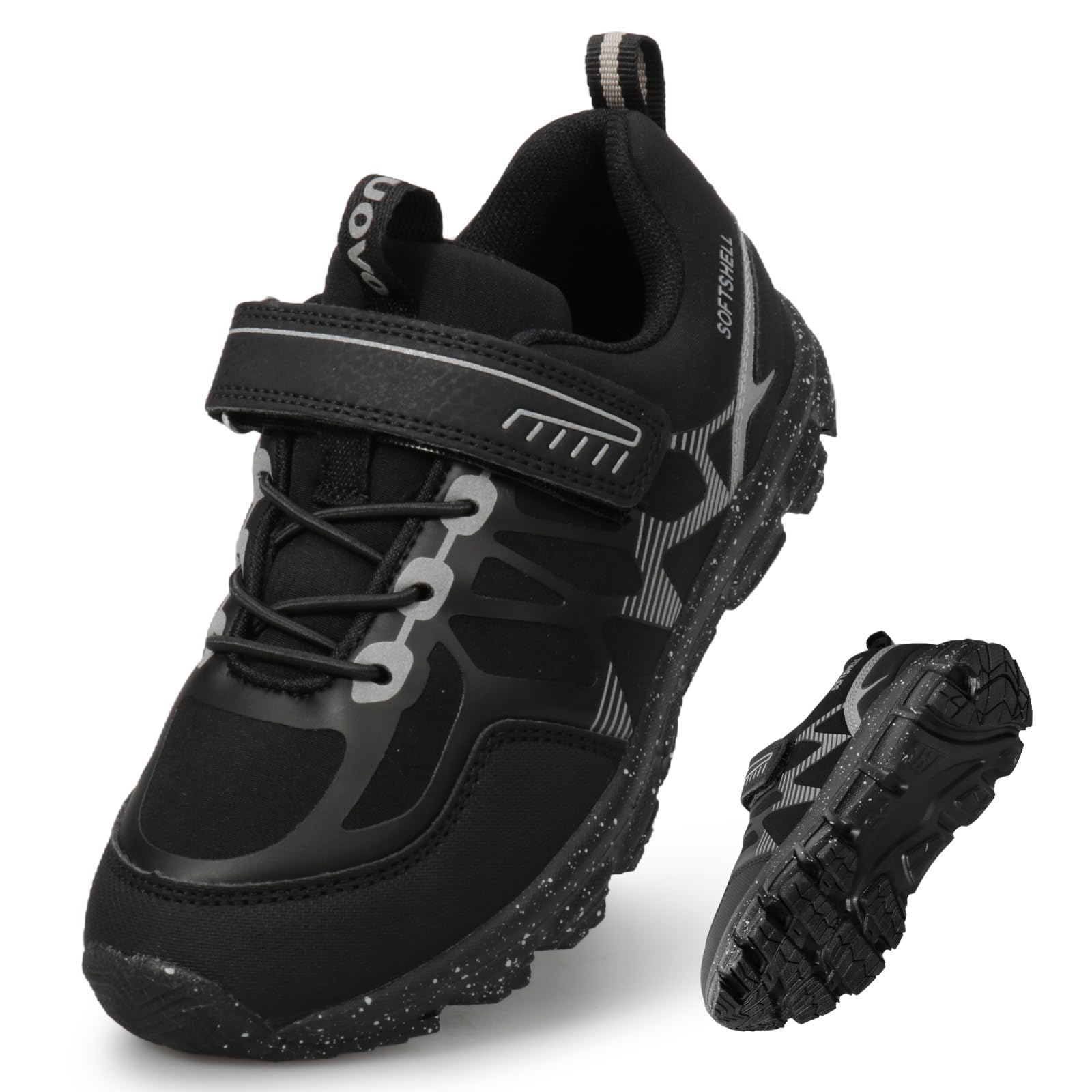 UOVO Boys Trainers Kids Walking Shoes Low-Top Sneakers Children Waterproof Trekking Hiking Footwear Running Shoes Black Blue Gray Size 9 UK Child to 5.5 UK — view 10
