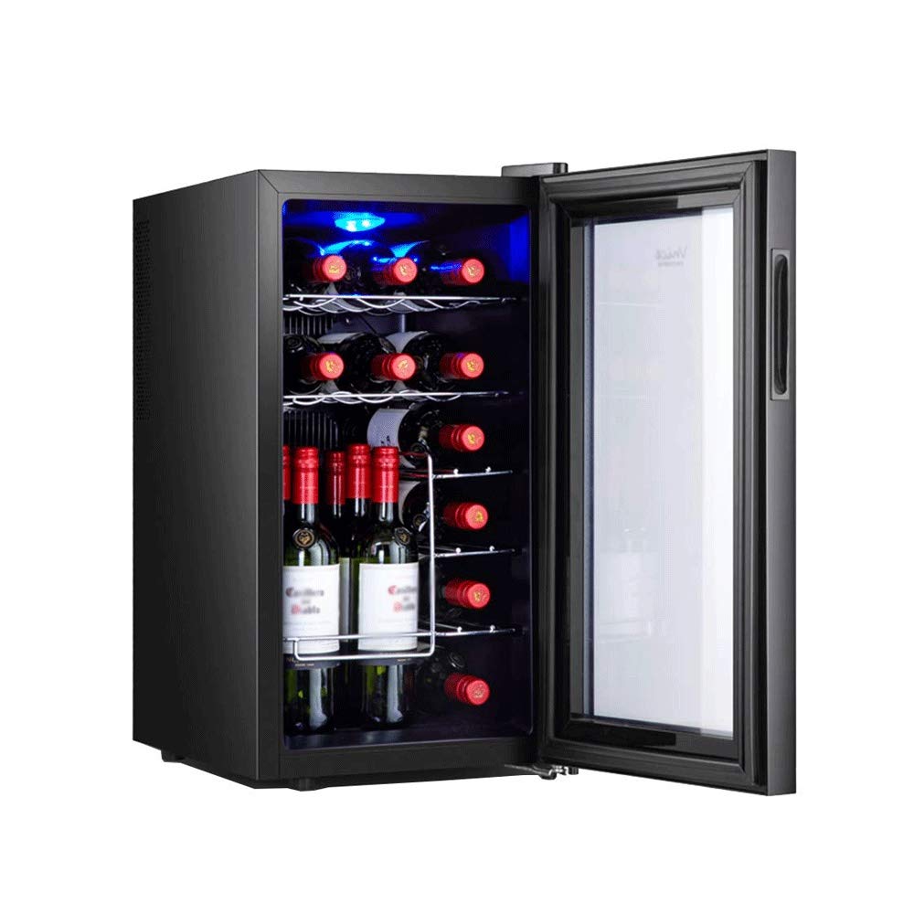 HSOYGE Home Ice Bar-18 Botellas Termoeléctrico De Doble Zona Enfriador De Vino Tinto Y Blanco, Refrigerador Independiente Puerta De Vidrio Ahumado Refrigerador De Operación Silenciosa
