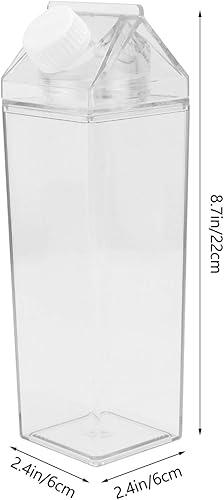 Miniatura 2 de UPKOCH Bling - 2 botellas de agua de cartón de leche de plástico de 16.9 fl oz, botellas de leche cuadradas transparentes, botella de agua portátil