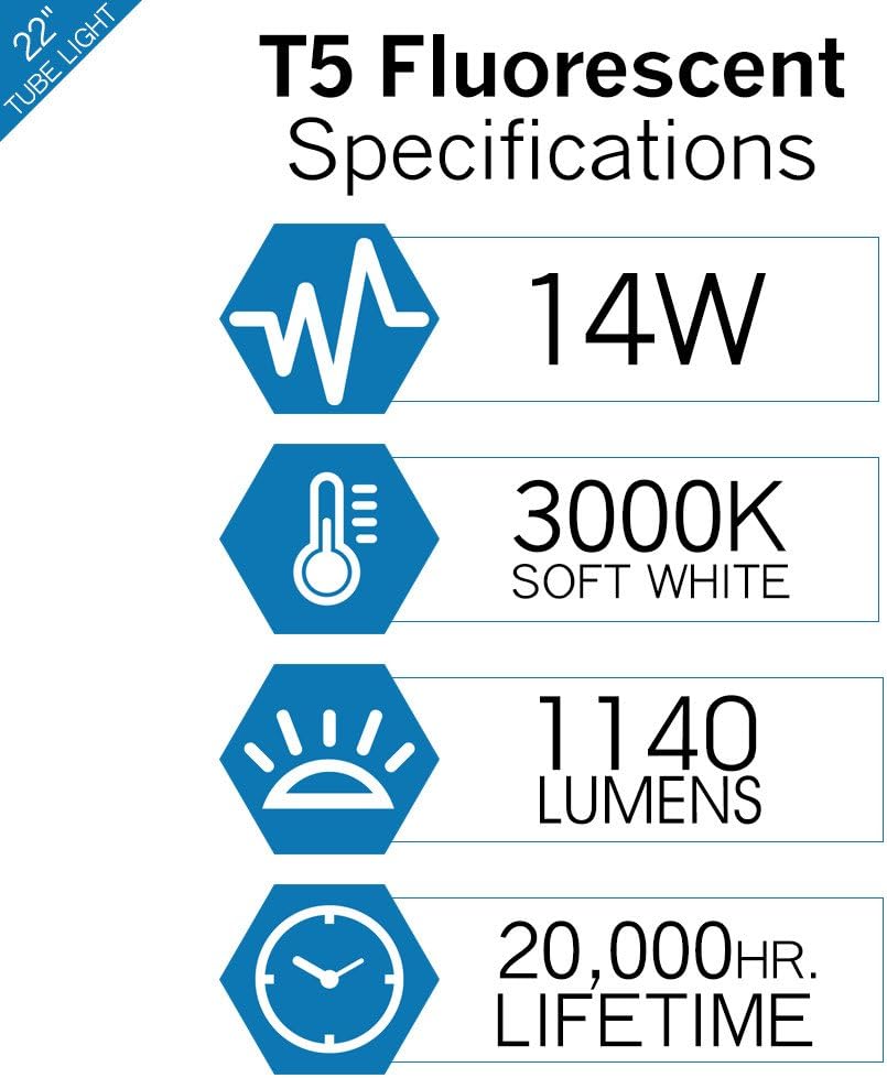 Suреr Dеаl Prоduсt Luxrite F14T5/830 14W 22 Inch T5 Fluorescent Tube Light Bulb, 3000K Soft White, 60W Equivalent, 1140 Lumens, G5 Mini Bi-Pin Base, LR20856, 10-Pack