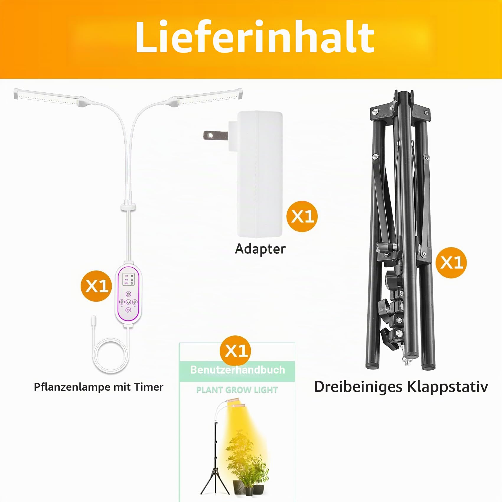 Pflanzenlampen LED Vollspektrum mit Ständer – 4 Köpfe 420 LEDs (5x mehr), 660nm Rotlicht für Blüte & Frucht, Timer & Dimmer, höhenverstellbares Aluminium – Pflanzen LED Wachstumslampe (4 Köpfe)