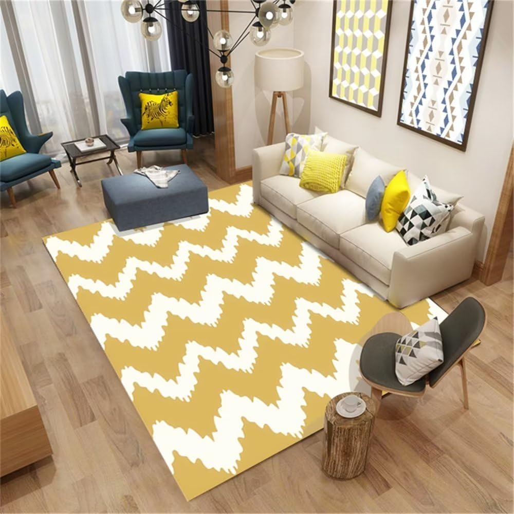 Tapis garçon motifs doodle jaune pour protéger le sol de la chambre