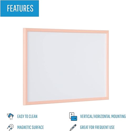 Miniatura 3 de MasterVision Pastel Collection - Pizarra magnética de borrado en seco, marco MDF de color salmón, 23.62 x 17.72 pulgadas