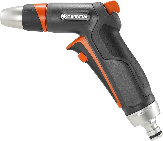 Gardena pistolet zraszający Premium: solidnie zbudowany pistolet do czyszczenia i nawadniania, z wyzwalaczem impulsowym i stałą blokadą, ochrona przed mrozem (18305-20)