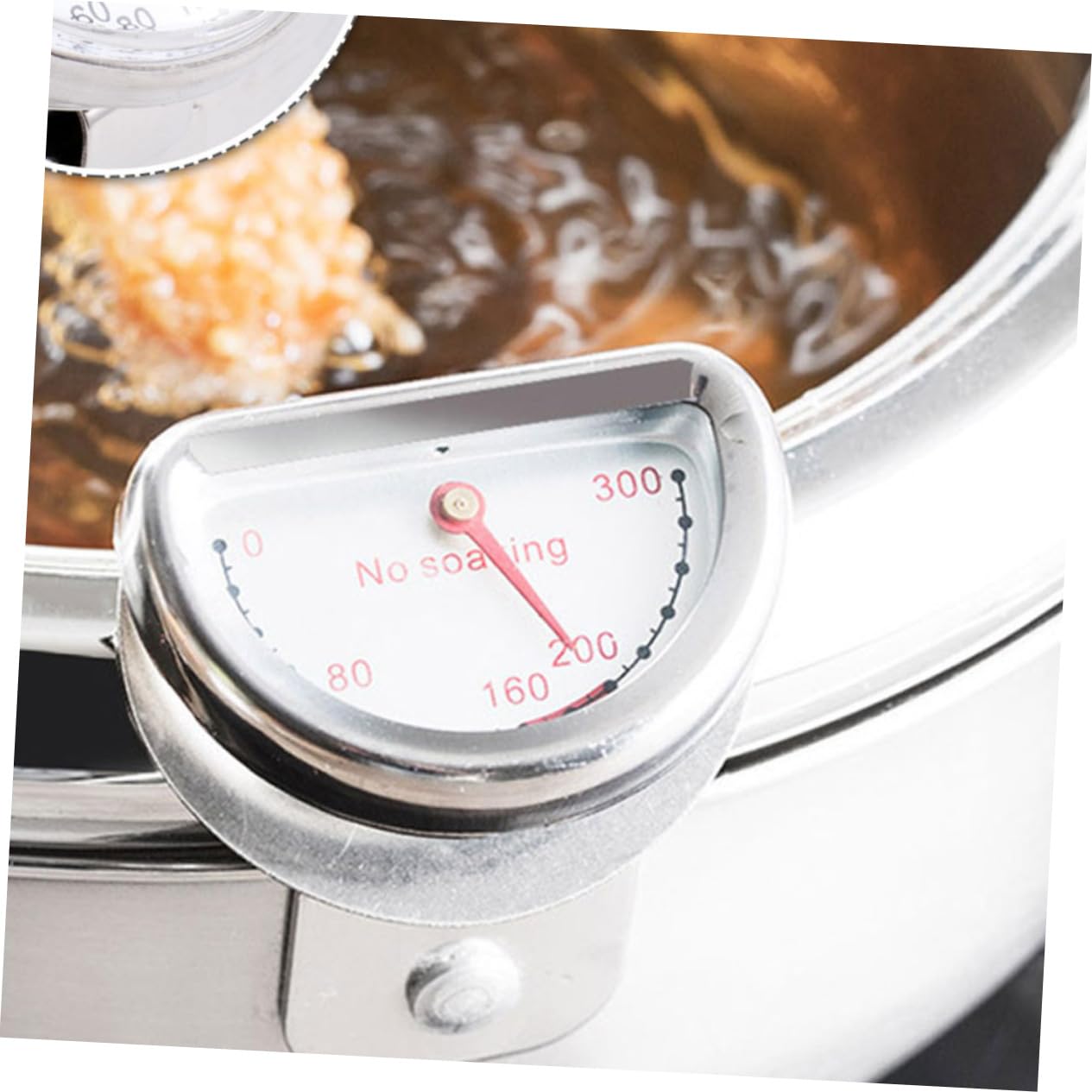 Freidora con Termómetro De Olla para Uso Doméstico para Sartenes De Inducción con Tapa y Control De Baja Temperatura Plateada