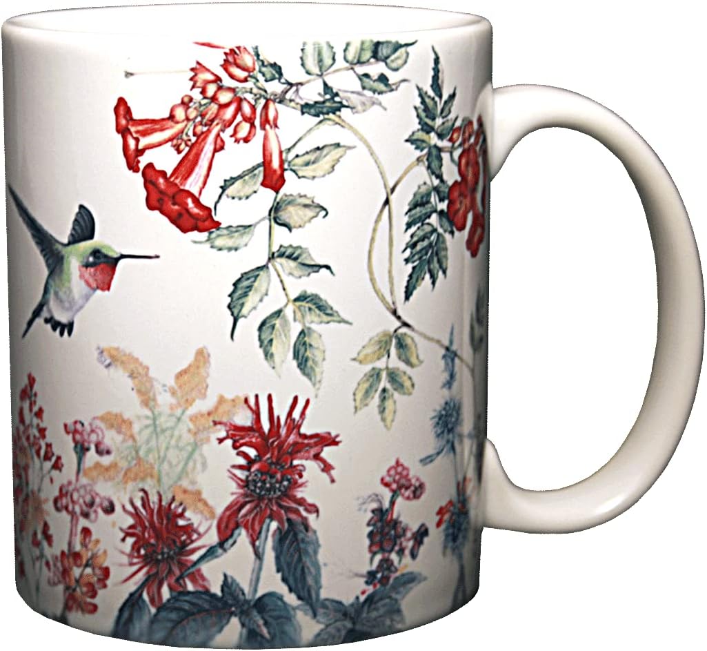 Hummingbird Garden White 11 Ounce Ceramic Coffee Mug (WC112M)